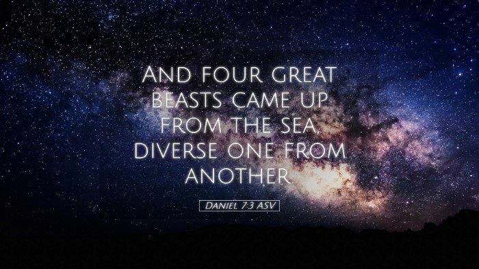Picture 05 - Daniel 7:3 ASV Desktop Wallpaper - And four great beasts came up from the sea, - Desktop Bible Verse Wallpaper