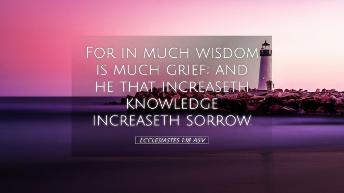 Picture 05 - Ecclesiastes 1:18 ASV Desktop Wallpaper - For in much wisdom is much grief; and he that - Desktop Bible Verse Wallpaper