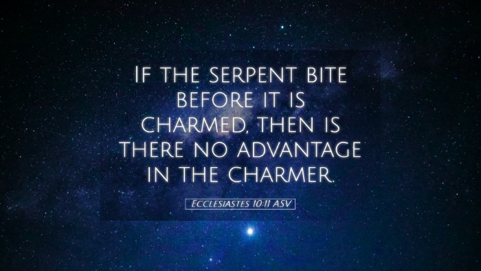 Picture 05 - Ecclesiastes 10:11 ASV Desktop Wallpaper - If the serpent bite before it is charmed, then is - Desktop Bible Verse Wallpaper