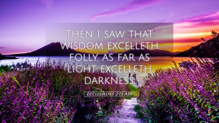 Picture 05 - Ecclesiastes 2:13 ASV Desktop Wallpaper - Then I saw that wisdom excelleth folly, as far as - Desktop Bible Verse Wallpaper