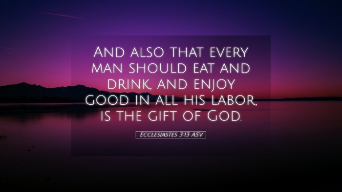 Picture 05 - Ecclesiastes 3:13 ASV Desktop Wallpaper - And also that every man should eat and drink, and - Desktop Bible Verse Wallpaper
