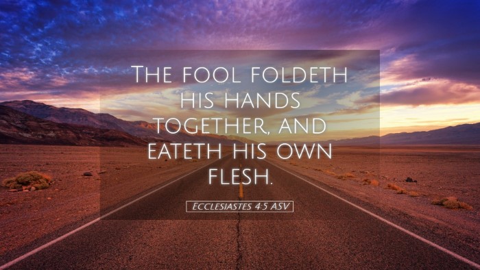Picture 05 - Ecclesiastes 4:5 ASV Desktop Wallpaper - The fool foldeth his hands together, and eateth - Desktop Bible Verse Wallpaper