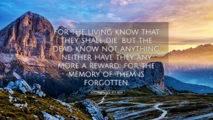 Picture 05 - Ecclesiastes 9:5 ASV Desktop Wallpaper - For the living know that they shall die: but the - Desktop Bible Verse Wallpaper