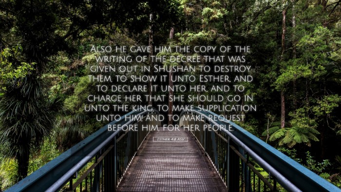 Picture 05 - Esther 4:8 ASV Desktop Wallpaper - Also he gave him the copy of the writing of the - Desktop Bible Verse Wallpaper