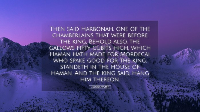 Picture 05 - Esther 7:9 ASV Desktop Wallpaper - Then said Harbonah, one of the chamberlains that - Desktop Bible Verse Wallpaper