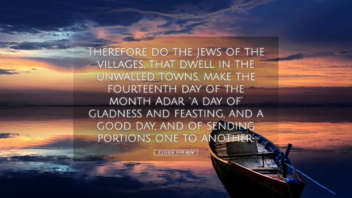 Picture 05 - Esther 9:19 ASV Desktop Wallpaper - Therefore do the Jews of the villages, that dwell - Desktop Bible Verse Wallpaper