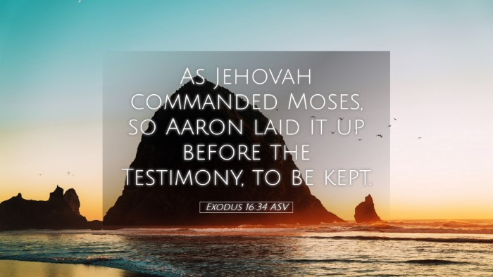 Picture 05 - Exodus 16:34 ASV Desktop Wallpaper - As Jehovah commanded Moses, so Aaron laid it up - Desktop Bible Verse Wallpaper