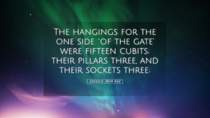 Picture 05 - Exodus 38:14 ASV Desktop Wallpaper - The hangings for the one side `of the gate' were - Desktop Bible Verse Wallpaper