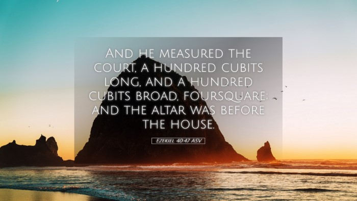 Picture 05 - Ezekiel 40:47 ASV Desktop Wallpaper - And he measured the court, a hundred cubits long, - Desktop Bible Verse Wallpaper