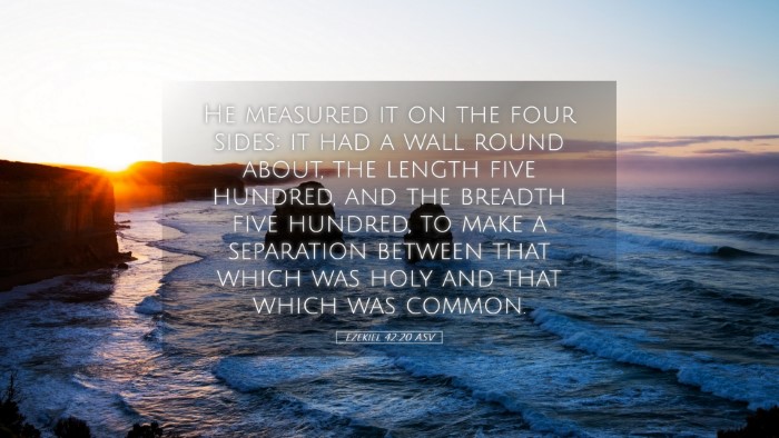 Picture 05 - Ezekiel 42:20 ASV Desktop Wallpaper - He measured it on the four sides: it had a wall - Desktop Bible Verse Wallpaper