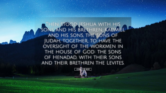 Picture 05 - Ezra 3:9 ASV Desktop Wallpaper - Then stood Jeshua with his sons and his brethren, - Desktop Bible Verse Wallpaper