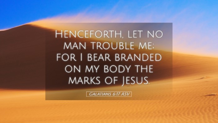Picture 05 - Galatians 6:17 ASV Desktop Wallpaper - Henceforth, let no man trouble me; for I bear - Desktop Bible Verse Wallpaper