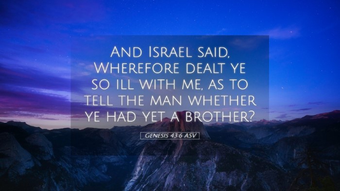 Picture 05 - Genesis 43:6 ASV Desktop Wallpaper - And Israel said, Wherefore dealt ye so ill with - Desktop Bible Verse Wallpaper
