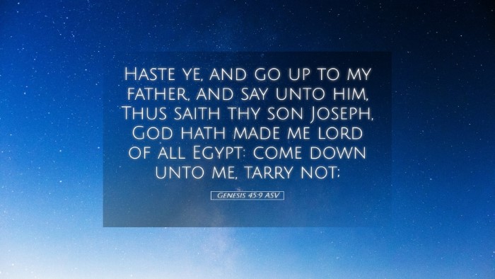 Picture 05 - Genesis 45:9 ASV Desktop Wallpaper - Haste ye, and go up to my father, and say unto - Desktop Bible Verse Wallpaper