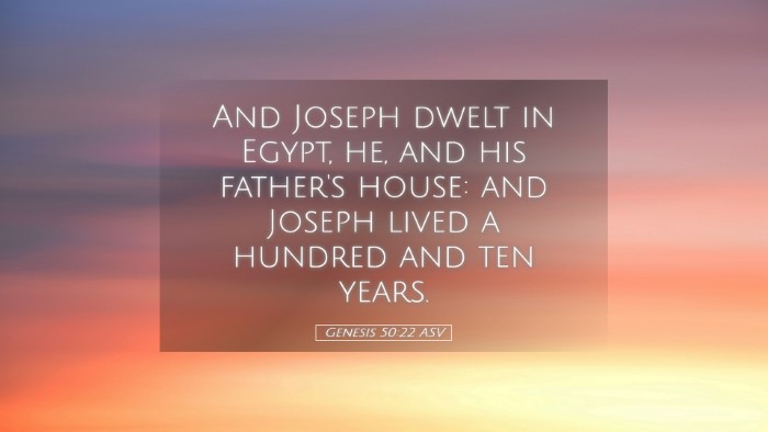 Picture 05 - Genesis 50:22 ASV Desktop Wallpaper - And Joseph dwelt in Egypt, he, and his father's - Desktop Bible Verse Wallpaper