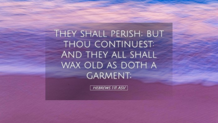 Picture 05 - Hebrews 1:11 ASV Desktop Wallpaper - They shall perish; but thou continuest: And they - Desktop Bible Verse Wallpaper