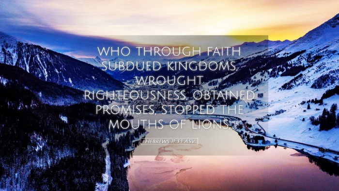 Picture 05 - Hebrews 11:33 ASV Desktop Wallpaper - who through faith subdued kingdoms, wrought - Desktop Bible Verse Wallpaper