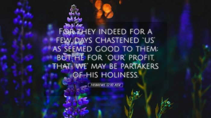 Picture 05 - Hebrews 12:10 ASV Desktop Wallpaper - For they indeed for a few days chastened `us' as - Desktop Bible Verse Wallpaper