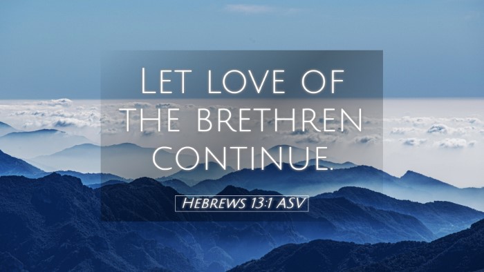 Picture 05 - Hebrews 13:1 ASV Desktop Wallpaper - Let love of the brethren - Desktop Bible Verse Wallpaper