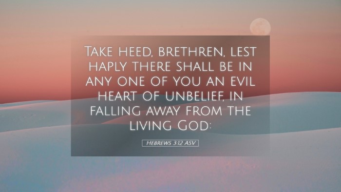 Picture 05 - Hebrews 3:12 ASV Desktop Wallpaper - Take heed, brethren, lest haply there shall be in - Desktop Bible Verse Wallpaper