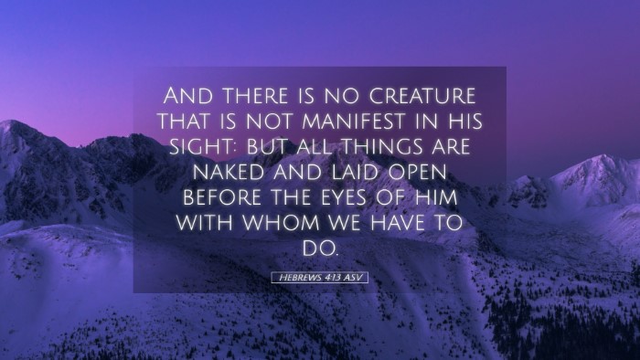 Picture 05 - Hebrews 4:13 ASV Desktop Wallpaper - And there is no creature that is not manifest in - Desktop Bible Verse Wallpaper