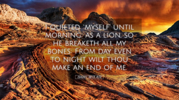Picture 05 - Isaiah 38:13 ASV Desktop Wallpaper - I quieted `myself' until morning; as a lion, so - Desktop Bible Verse Wallpaper