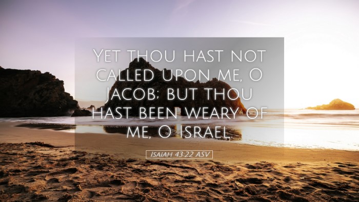 Picture 05 - Isaiah 43:22 ASV Desktop Wallpaper - Yet thou hast not called upon me, O Jacob; but - Desktop Bible Verse Wallpaper