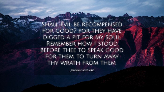 Picture 05 - Jeremiah 18:20 ASV Desktop Wallpaper - Shall evil be recompensed for good? for they have - Desktop Bible Verse Wallpaper