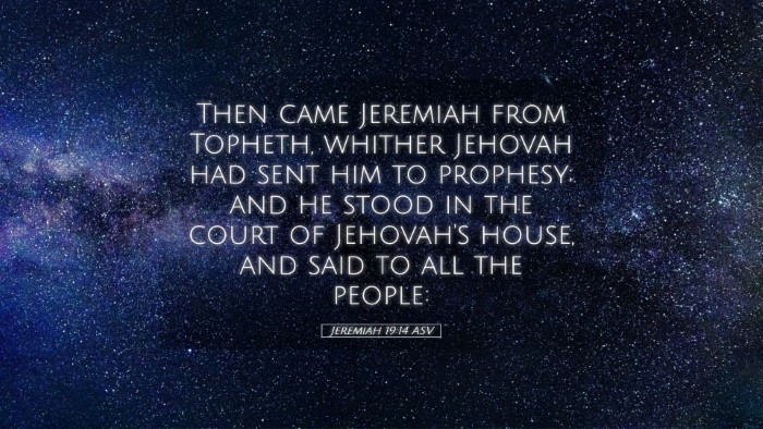 Picture 05 - Jeremiah 19:14 ASV Desktop Wallpaper - Then came Jeremiah from Topheth, whither Jehovah - Desktop Bible Verse Wallpaper