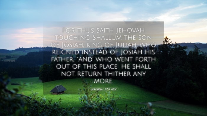 Picture 05 - Jeremiah 22:11 ASV Desktop Wallpaper - For thus saith Jehovah touching Shallum the son - Desktop Bible Verse Wallpaper
