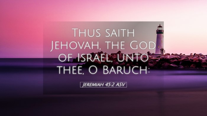 Picture 05 - Jeremiah 45:2 ASV Desktop Wallpaper - Thus saith Jehovah, the God of Israel, unto thee, - Desktop Bible Verse Wallpaper