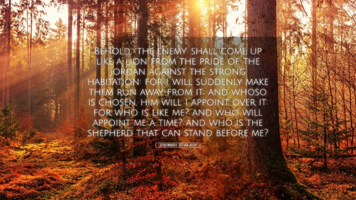 Picture 05 - Jeremiah 50:44 ASV Desktop Wallpaper - Behold, `the enemy' shall come up like a lion - Desktop Bible Verse Wallpaper