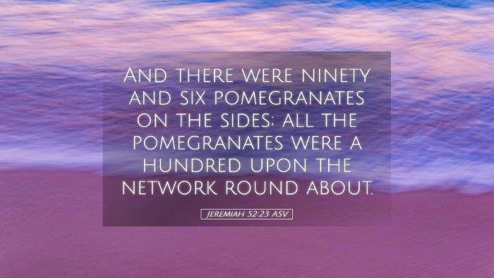 Picture 05 - Jeremiah 52:23 ASV Desktop Wallpaper - And there were ninety and six pomegranates on the - Desktop Bible Verse Wallpaper