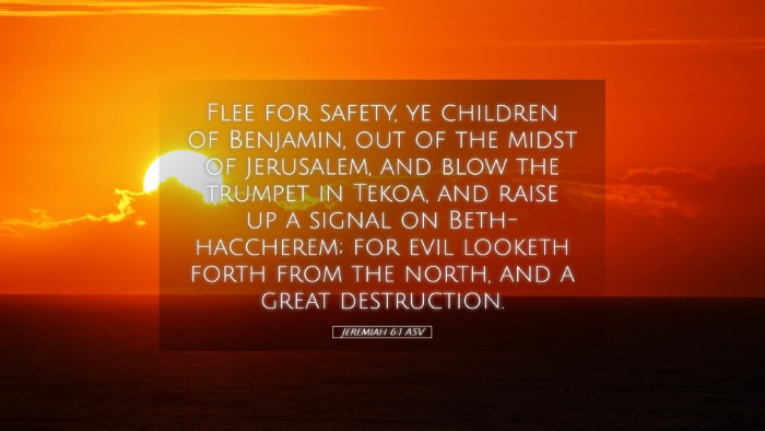 Picture 05 - Jeremiah 6:1 ASV Desktop Wallpaper - Flee for safety, ye children of Benjamin, out of - Desktop Bible Verse Wallpaper
