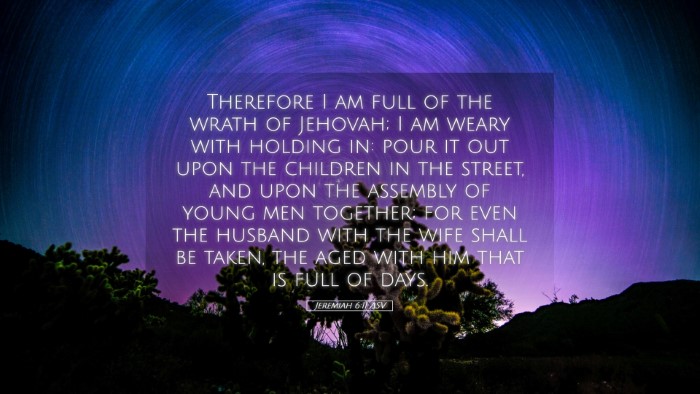 Picture 05 - Jeremiah 6:11 ASV Desktop Wallpaper - Therefore I am full of the wrath of Jehovah; I am - Desktop Bible Verse Wallpaper