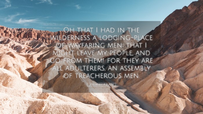Picture 05 - Jeremiah 9:2 ASV Desktop Wallpaper - Oh that I had in the wilderness a lodging-place - Desktop Bible Verse Wallpaper