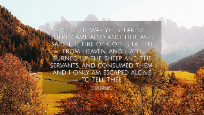 Picture 05 - Job 1:16 ASV Desktop Wallpaper - While he was yet speaking, there came also - Desktop Bible Verse Wallpaper