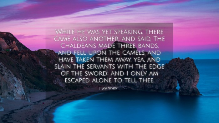 Picture 05 - Job 1:17 ASV Desktop Wallpaper - While he was yet speaking, there came also - Desktop Bible Verse Wallpaper