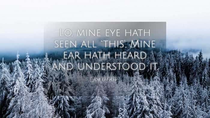 Picture 05 - Job 13:1 ASV Desktop Wallpaper - Lo, mine eye hath seen all `this', Mine ear hath - Desktop Bible Verse Wallpaper
