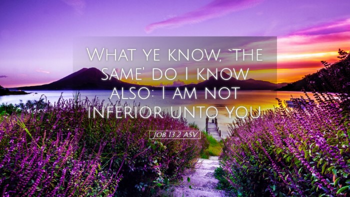 Picture 05 - Job 13:2 ASV Desktop Wallpaper - What ye know, `the same' do I know also: I am not - Desktop Bible Verse Wallpaper