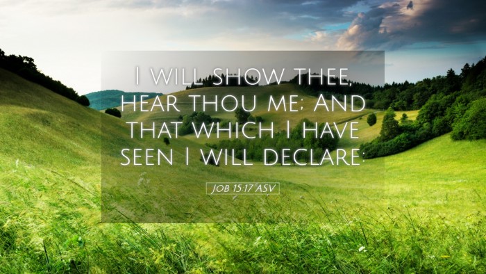 Picture 05 - Job 15:17 ASV Desktop Wallpaper - I will show thee, hear thou me; And that which I - Desktop Bible Verse Wallpaper