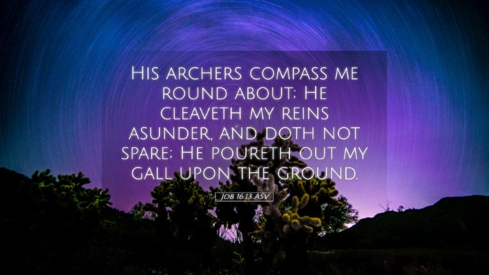 Picture 05 - Job 16:13 ASV Desktop Wallpaper - His archers compass me round about; He cleaveth - Desktop Bible Verse Wallpaper