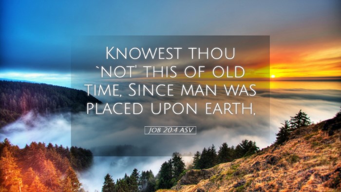 Picture 05 - Job 20:4 ASV Desktop Wallpaper - Knowest thou `not' this of old time, Since man - Desktop Bible Verse Wallpaper