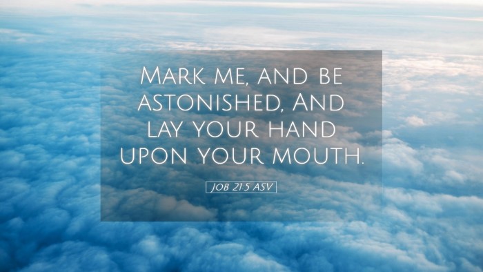 Picture 05 - Job 21:5 ASV Desktop Wallpaper - Mark me, and be astonished, And lay your hand - Desktop Bible Verse Wallpaper