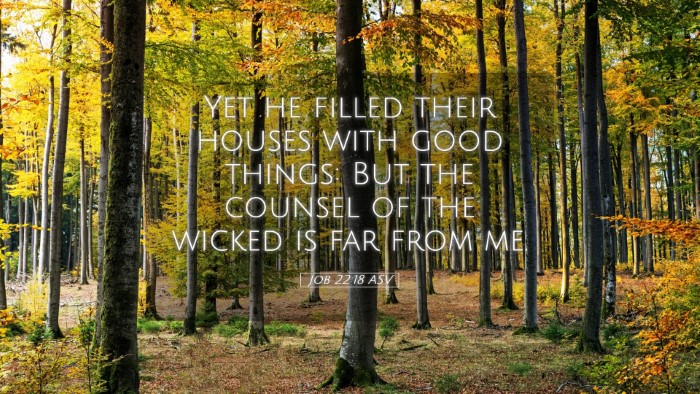 Picture 05 - Job 22:18 ASV Desktop Wallpaper - Yet he filled their houses with good things: But - Desktop Bible Verse Wallpaper