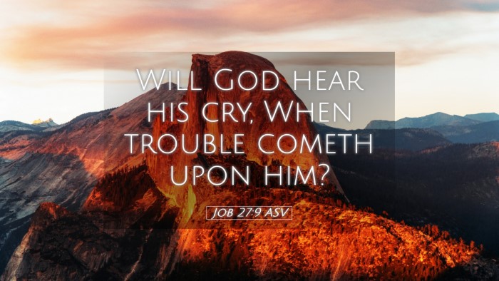 Picture 05 - Job 27:9 ASV Desktop Wallpaper - Will God hear his cry, When trouble cometh upon - Desktop Bible Verse Wallpaper