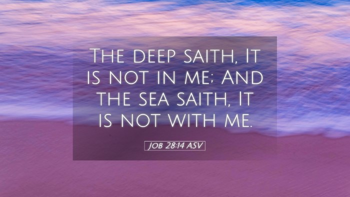 Picture 05 - Job 28:14 ASV Desktop Wallpaper - The deep saith, It is not in me; And the sea - Desktop Bible Verse Wallpaper