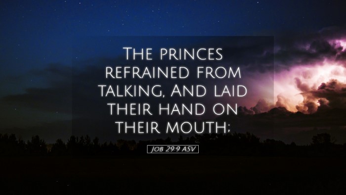 Picture 05 - Job 29:9 ASV Desktop Wallpaper - The princes refrained from talking, And laid - Desktop Bible Verse Wallpaper