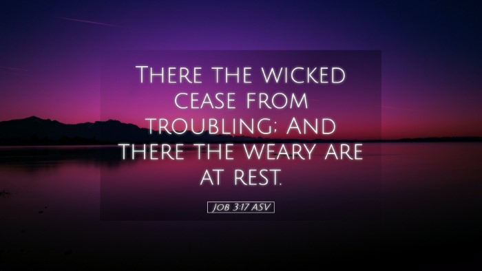 Picture 05 - Job 3:17 ASV Desktop Wallpaper - There the wicked cease from troubling; And there - Desktop Bible Verse Wallpaper