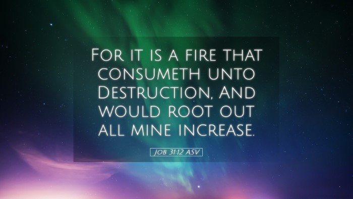Picture 05 - Job 31:12 ASV Desktop Wallpaper - For it is a fire that consumeth unto Destruction, - Desktop Bible Verse Wallpaper